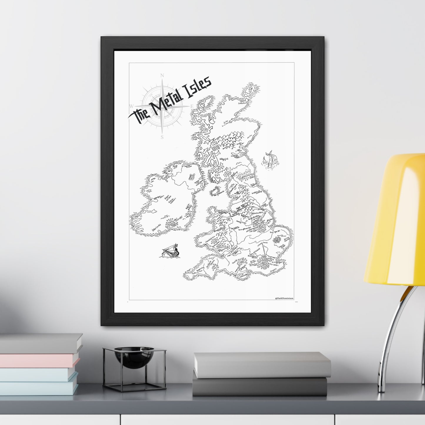 The Metal Isle Framed Map.